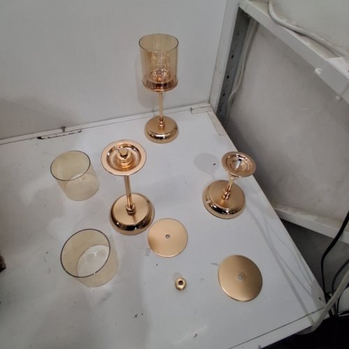3PC CANDLE HOLDER SET - ASSORTED - GOLD image 3