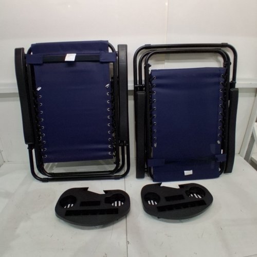 2PK JEAREY ADJUSTABLE ZERO GRAVITY PATIO RECLINER WITH CUPHOLDERS - NAVY BLUE image 2