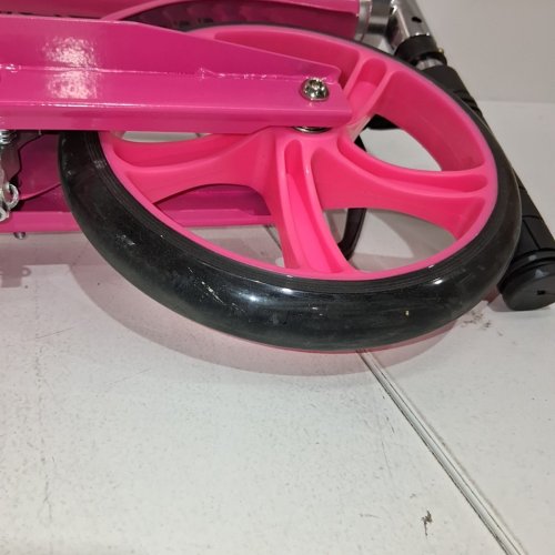 GRENYX FOLDABLE KICK SCOOTER WITH SHOCK ABSORPTION, KICK STAND & ADJUSTABLE HEIGHT - 32" - 40.55" / 240LBS MAX/CAP - PINK (MODEL: KS002) image 3