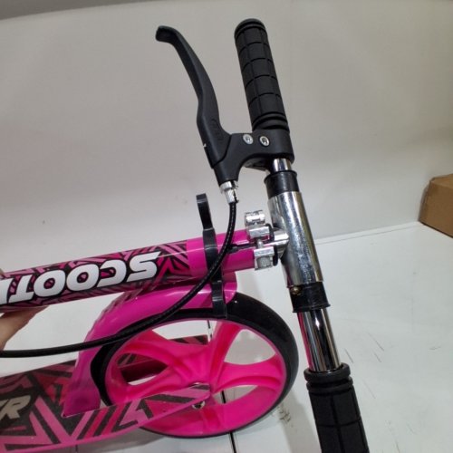 GRENYX FOLDABLE KICK SCOOTER WITH SHOCK ABSORPTION, KICK STAND & ADJUSTABLE HEIGHT - 32" - 40.55" / 240LBS MAX/CAP - PINK (MODEL: KS002) image 4