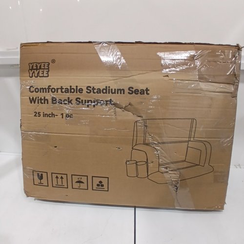 WATERPROOF STADIUM CUSHION SEAT WITH BACK SUPPORT - 25" - BLACK image 4