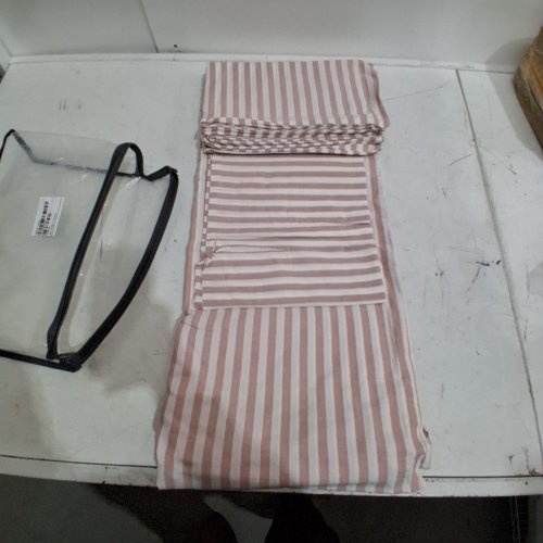 2PC JOLUSERE 100% COTTON STRIPED DUVET COVER AND PILLOW COVER - TWIN - PINK /WHITE image 2