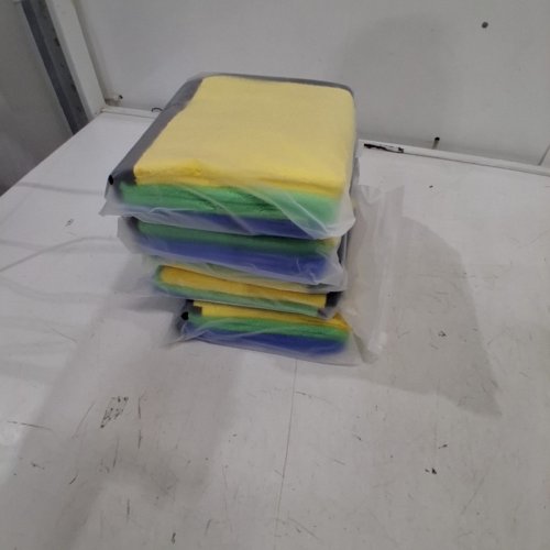 5 (3PK) PREMIUM MICROFIBER CLEANING CLOTH FOR CAR, KITCHEN, GLASS - 12" - GREEN / BLUE / YELLOW image 2