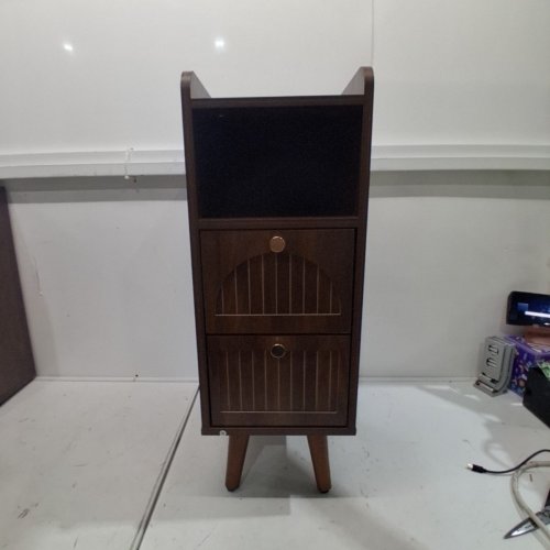 WNUTREES NARROW 2-DRAWER END TABLE/NIGHT STAND - 25.8"LX9.3"W - BROWN image 4