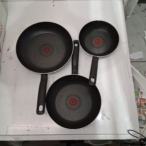 3PC T-FAL SPECIALTY NONSTICK FRY/SAUTE PAN COOKWARE SET - 8"/9.5"/11" - BLACK image 3