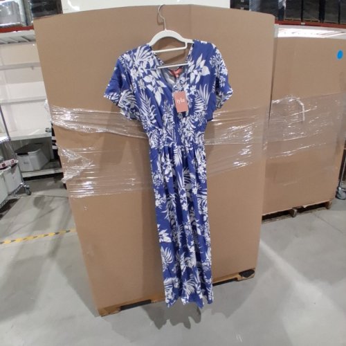 WOMEN'S IYLA FLORAL MAXI DRESS - SMALL PETITE - BLUE / WHITE image 3