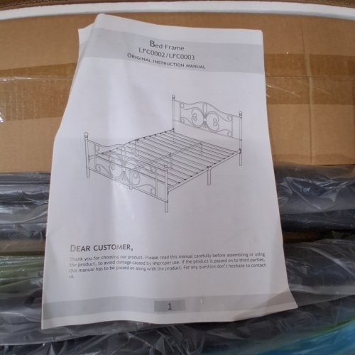 ALLEWIE METAL BED FRAME WITH BUTTERFLY DESIGN HEADBOARD & FOOTBOARD - QUEEN - BLACK - (MODEL: LFC0003) image 5