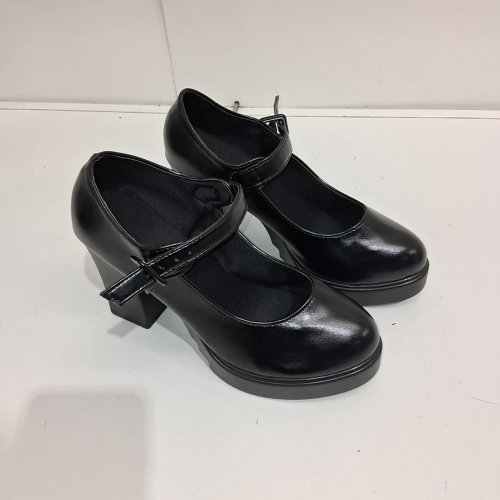 WOMEN'S LEUTSIN THICK PLATFORM HEELS - SIZE 7.5 - BLACK image 2