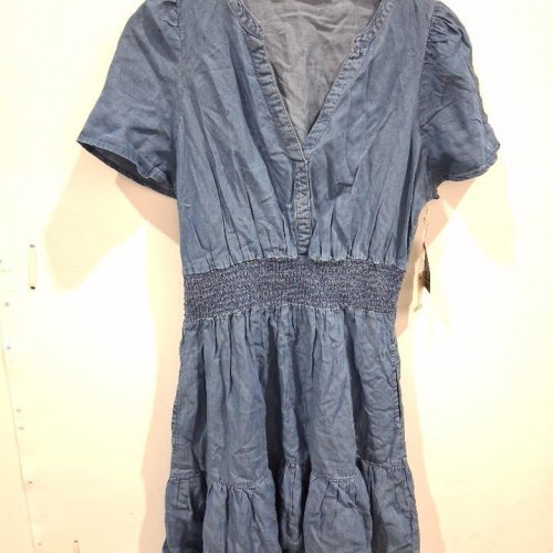 WOMEN'S DEVOTED SHORT SLEEVE V-NECK SMOCKED WAIST TIERED DRESS - LARGE - LIGHT BLUE (STYLE: 2722551 WL) image 2