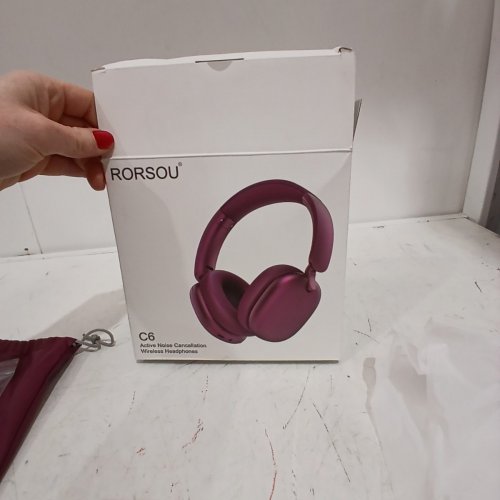 RORSOU ACTIVE NOISE CANCELLATION WIRELESS HEADPHONES - BURGUNDY (MODEL: C6) image 5