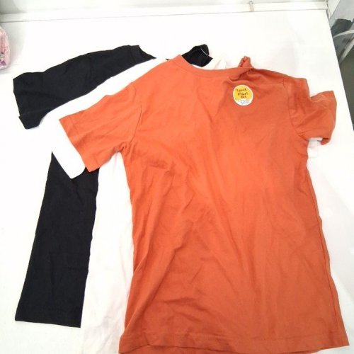 3PK GIRL'S GEORGE SOLID CREW T-SHIRTS - MEDIUM (7-8) - BLACK/WHITE/ORANGE (STYLE: GRF56105BEC) image 2