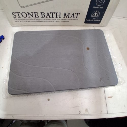 NATURAL DIATOMITE NON-SLIP STONE BATH MAT - 23.7" X 15.4" X 0.3" - GREY (MODEL: STONE BATH MAT-S) image 2