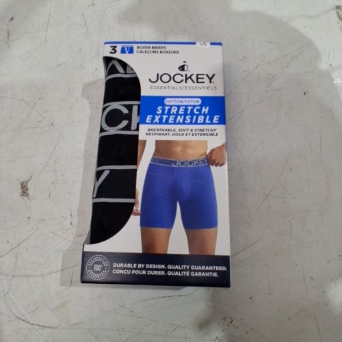 3PK MEN'S JOCKEY COTTON STRETCH BOXER BRIEFS - LARGE - BLACK (STYLE: 005457/001) image 3