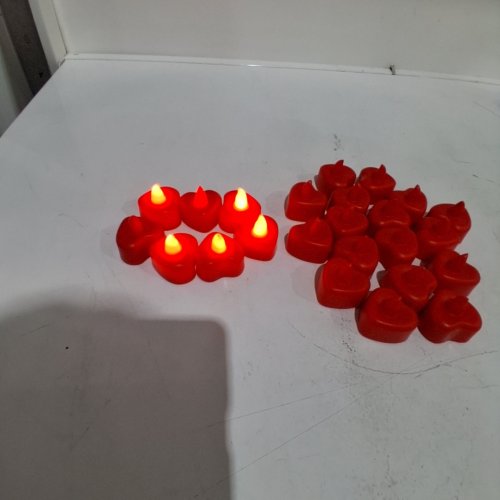 24PK FLAMELESS BATTERY POWERED LED TEA LIGHTS WITH ATTACHABLE ARTIFICIAL ROSE PETALS - RED image 2
