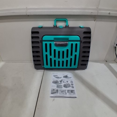 SPORT PET FOLDABLE TRAVEL CAT CARRIER - EXTRA LARGE - 23" X 18.5" X 17" - GREY/TEAL (MODEL: CM-0327-V5) image 2
