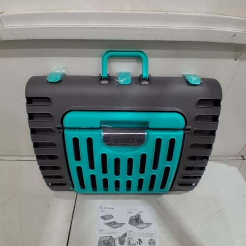 SPORT PET FOLDABLE TRAVEL CAT CARRIER - EXTRA LARGE - 23" X 18.5" X 17" - GREY/TEAL (MODEL: CM-0327-V5) image 3
