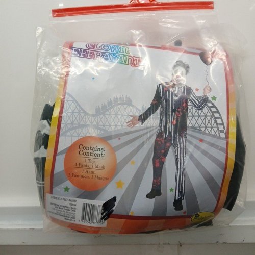2PC MEN'S PARTYHOLIC CREEPY CLOWN COSTUME (NO MASK) - MEDIUM (32-34) - BLACK/WHITE/RED image 2