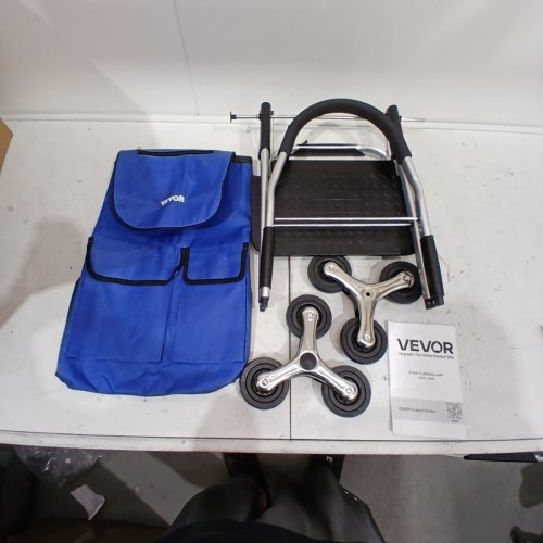 VEVOR FOLDING STAIR CLIMBING GROCERY SHOPPING CART TROLLEY WITH 6 WHEELS & ATTACHABLE BAG - 36L STORAGE - 110LB MAX - BLUE (MODEL: 2029B) image 2