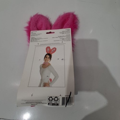 3PC FAUX FUR BUNNY EARS HEADBAND AND BOW TIE KIT - PINK image 4
