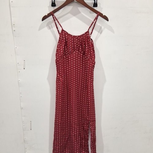 WOMEN'S POLKA DOT SPAGHETTI STRAP MAXI DRESS - MEDIUM - RED AND WHITE image 2