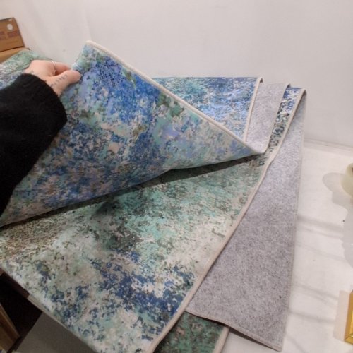MACHINE WASHABLE SHORT PILE SOFT HOME AREA RUG- 8FT X 10FT - BLUE image 4