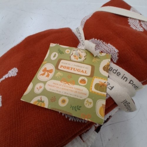 6PK MADE IN PORTUGAL KITCHEN TOWELS - 20" X 28" - ORANGE / WHITE (MODEL: 3400770) image 5
