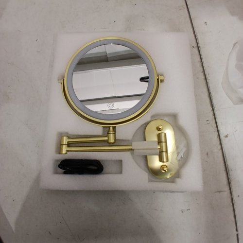 MIROAMZ LED WALL-MOUNTED RECHARGABLE DOUBLE-SIDED MAKEUP VANITY MIRROR WITH 3 COLOR TEMPERATURES - 1X + 10X - GOLD image 2