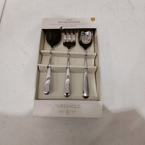 3PC THRESHOLD STAINLESS STEEL SERVING UTENSIL SET - SILVER image 3