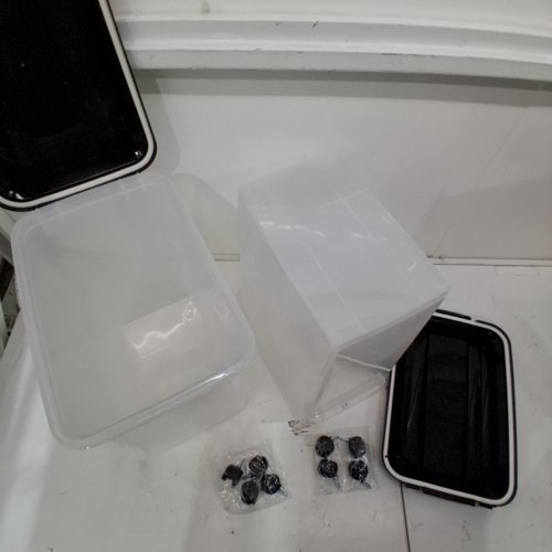 2PK IRIS PLASTIC ROLLING WHEELED STORAGE BINS WITH LOCKING LIDS - CLEAR/BLACK image 3
