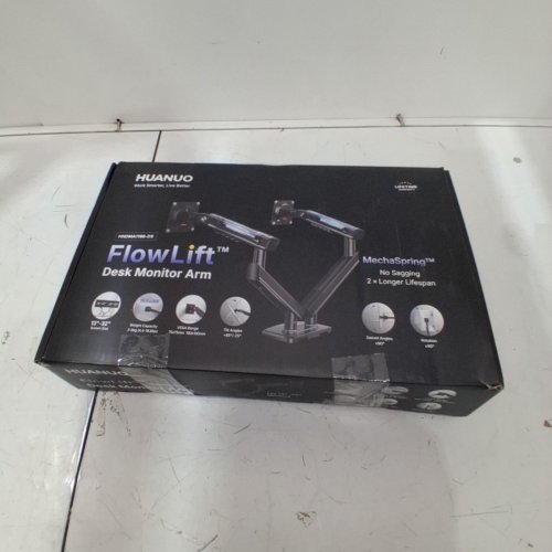 HUANUO FLOWLIFT PRO MECHASPRING DUAL MONITOR ARM WITH TILT/SWIVEL/ROTATION - 13"-32" SCREENS - BLACK (MODEL: HNDMA119B-DS) image 4