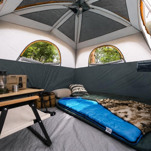 UNP TENTS 6 PERSON WATERPROOF WINDPROOF EASY SETUP / DOUBLE LAYER FAMILY CAMPING TENT - 10FT X 9FT X 78" - GREY/ORANGE (MODEL: ‎UNP-100978-GY) image 3