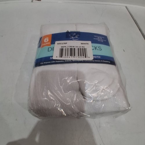6PR UNISEX DIABETIC CREW SOCKS - MEN: 9-12, WOMEN: 11-14 - WHITE (ITEM: 5011/6P) image 2