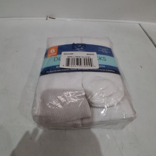 6PR UNISEX DIABETIC CREW SOCKS - MEN: 9-12, WOMEN: 11-14 - WHITE (ITEM: 5011/6P) image 4