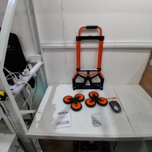 HEAVY DUTY FOLDABLE HAND TRUCK/DOLLY STAIR CLIMBING CART - 260LBS MAX - BLACK/ORANGE (MODEL: 2022FKB) image 2
