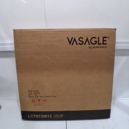 VASAGLE MODERN COFFEE TABLE WITH MARBLED AND GLASS TOP - 25.5" X 18" - MARBLE BLACK/INK BLACK (MODEL: LCT072W13) image 2