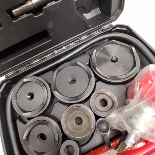 14PC AMZCNC HYDRAULIC KNOCKOUT PUNCH DRIVER TOOL KIT - 15 TON - 1/2" - 4" - RED/BLACK image 3