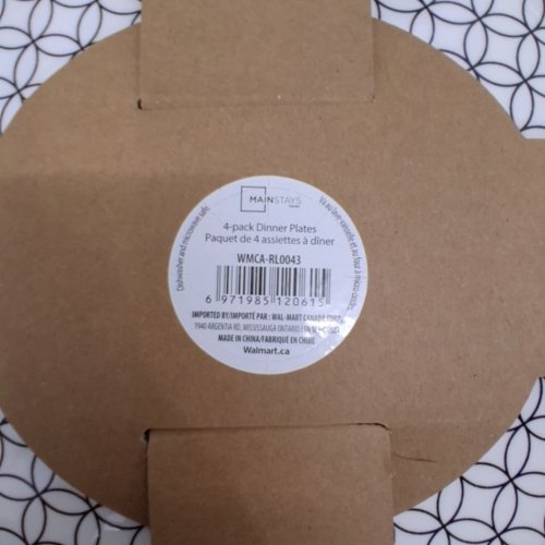 4PK MAINSTAYS ALESSANDRA BROWM STONEWARE DINNER PLATE SET - 10" - WHITE/BLACK image 2