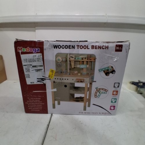 KIDS MEDOGA TOOL BENCH WITH WOODEN PLAY TOOLS - GREEN/BROWN (MODEL: TW0002) image 4