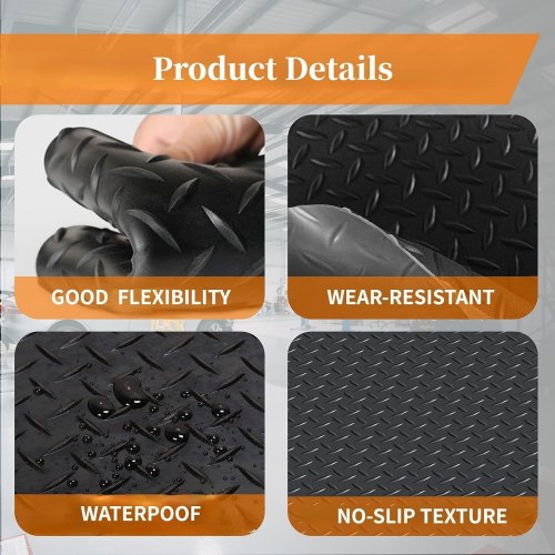 FORIY HEAVY DUTY NON SLIP FLOOR MAT - 3.2FT X 16.4FT - BLACK (MODEL:20-0201) image 2