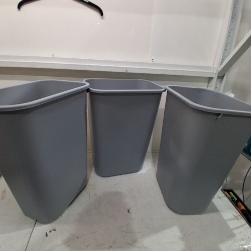 3PK RUBBERMAID 41 QT. / 10.25 GAL RECTANGULAR WASTEBASKET / TRASH CAN - GREY (MODEL: FG295700GRAY) image 3