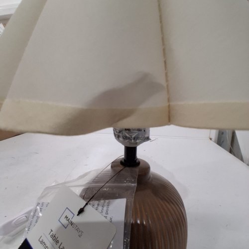 MAINSTAYS SMALL CERAMIC MODERN SCALLOPED DESK LAMP - 12.5" - BROWN/CREAM image 4