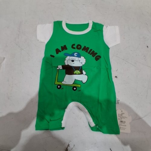 DOG GRAPHIC BABY ROMPER - 73/50 - GREEN AND WHITE image 2