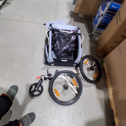 THULE COASTER XT LIGHTWEIGHT 2-SEAT BIKE TRAILER FOR EASY COMMUTING - 100LBS CAPACITY - SOFT BLUE (MODEL:10101821) image 2
