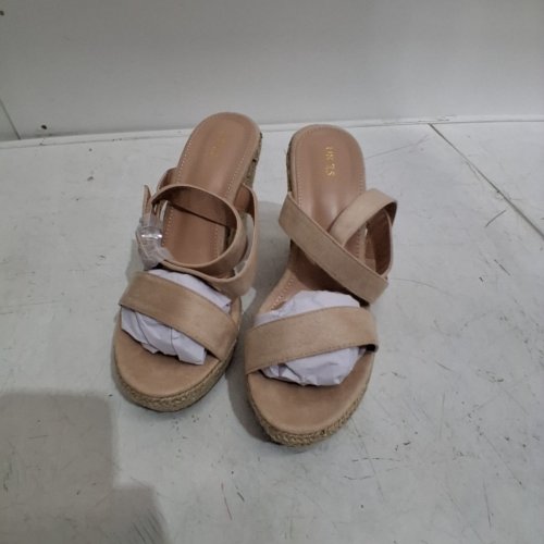 WOMENS ANKLE STRAP WEDGE SANDALS - 7.5 - KHAKI image 2