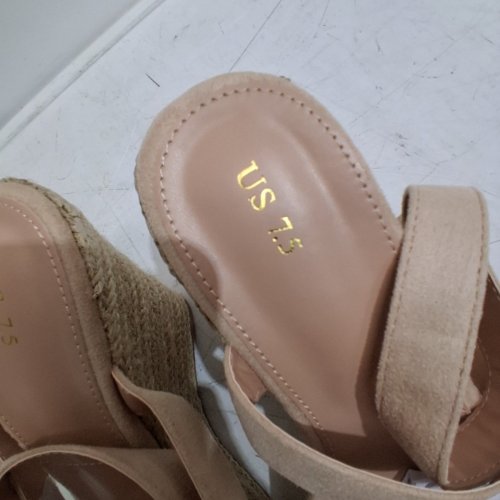 WOMENS ANKLE STRAP WEDGE SANDALS - 7.5 - KHAKI image 3