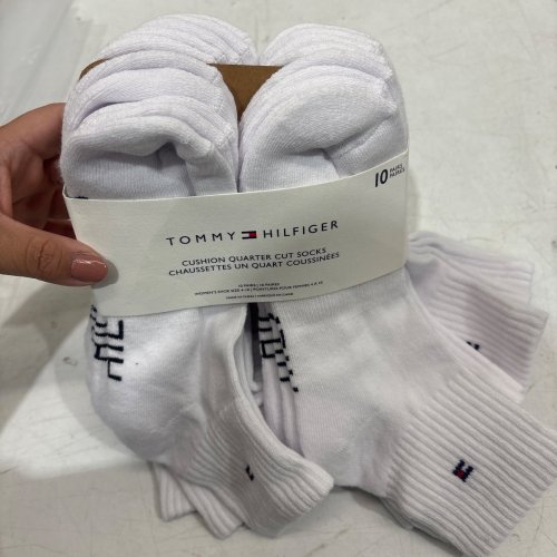 10PR TOMMY HILFIGER CUSHION QUARTER CUT SOCKS - WOMEN'S SHOE 4-10 - WHITE (STYLE: 1951054) image 2