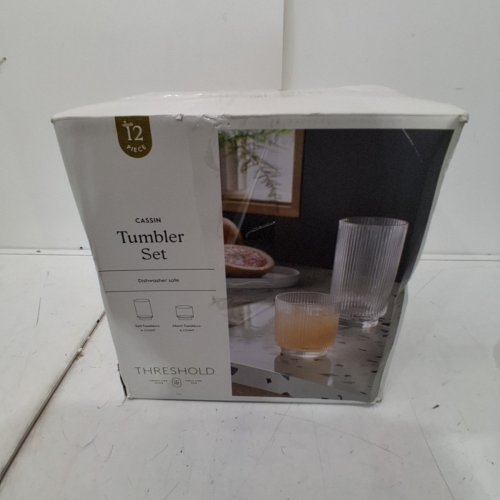 12PC THRESHOLD CASSIN GLASS TUMBLER SET - 20.2OZ/8.4OZ- CLEAR image 4
