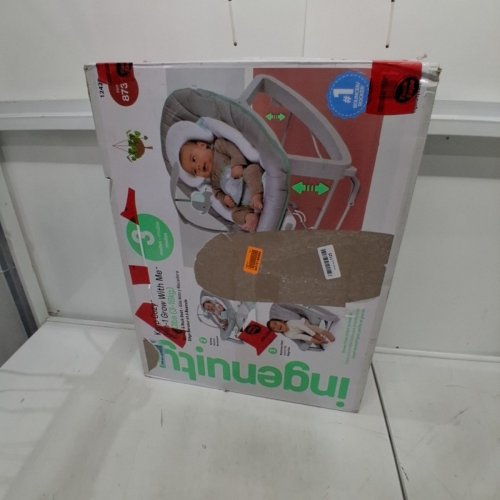 INGENUITY 3-IN-1 KEEP COZY GROW WITH ME VIBRATING BABY BOUNCER, ROCKER & CHAIR - 40LBS CAPACITY - WEAVER THEME GREY/WHITE/GREEN (MODEL: ‎12428) image 4