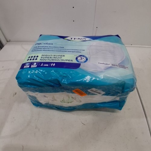 24PK TENA PROSKIN NIGHT SUPER ABSORBENT PADS WITH ADJUSTABLE TABS - WHITE image 2
