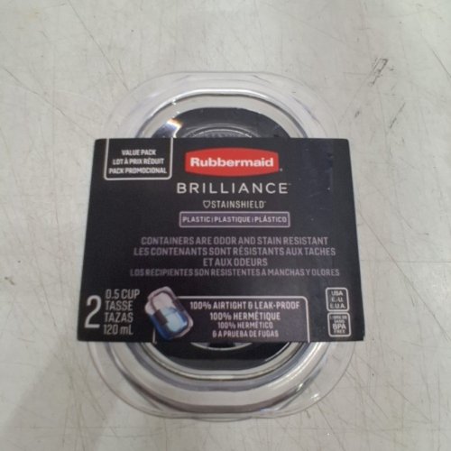 2PK RUBBERMAID BRILLIANCE PLASTIC FOOD STORAGE CONTAINERS - 0.5 CUP (EACH) - CLEAR/BLACK image 4